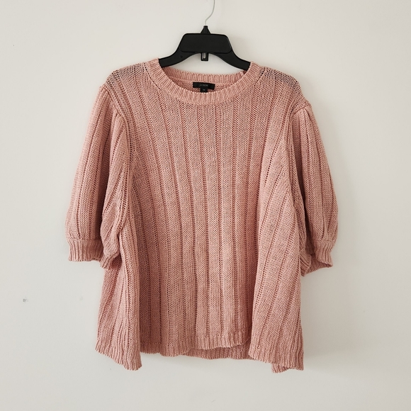J. Crew Tops - J. Crew Knit Puff Sleeve Short Sleeve Sweater Top Pink Plus Size 3X